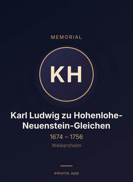 Memorial portrait of Karl Ludwig zu Hohenlohe-Neuenstein-Gleichen