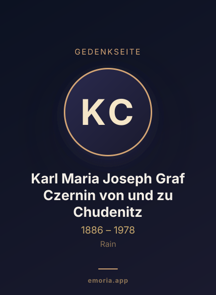 Gedenkportrait von Karl Maria Joseph Graf Czernin von und zu Chudenitz
