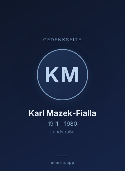 Gedenkportrait von Karl Mazek-Fialla