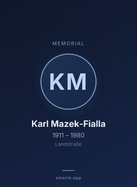 Memorial portrait of Karl Mazek-Fialla