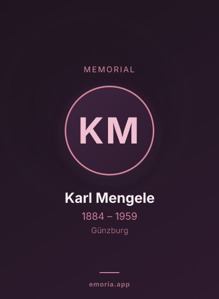Memorial portrait of Karl Mengele