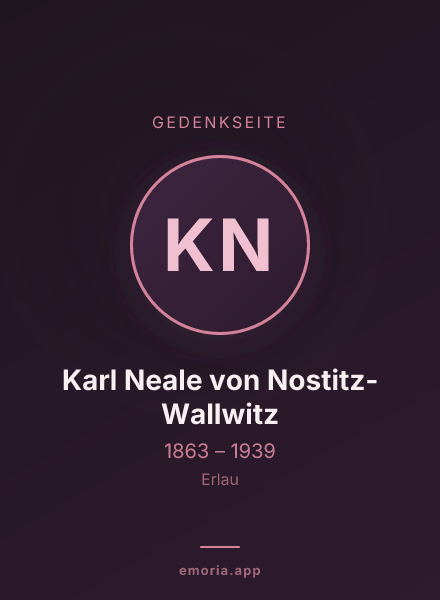 Gedenkportrait von Karl Neale von Nostitz-Wallwitz