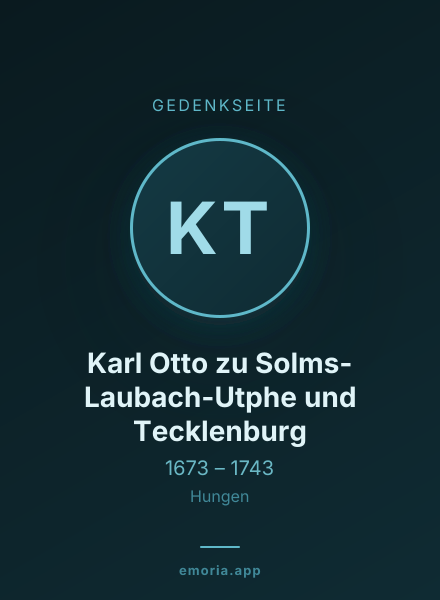 Gedenkportrait von Karl Otto zu Solms-Laubach-Utphe und Tecklenburg