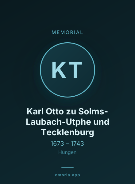 Memorial portrait of Karl Otto zu Solms-Laubach-Utphe und Tecklenburg