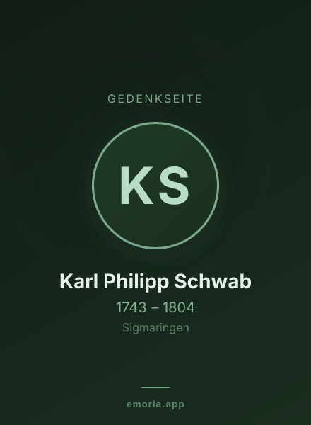 Gedenkportrait von Karl Philipp Schwab