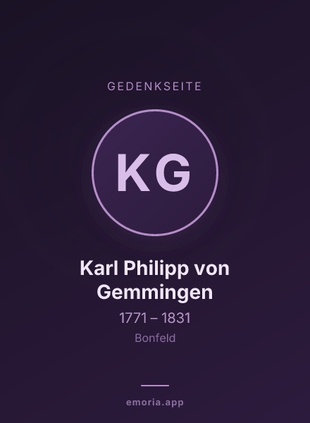 Gedenkportrait von Karl Philipp von Gemmingen
