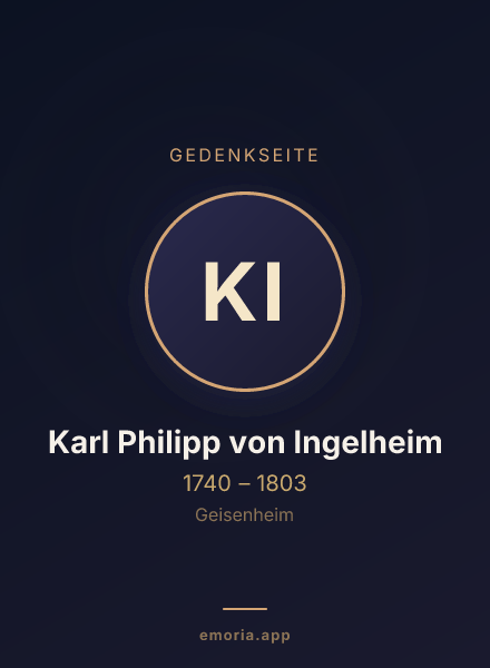 Gedenkportrait von Karl Philipp von Ingelheim