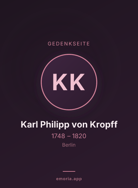 Gedenkportrait von Karl Philipp von Kropff