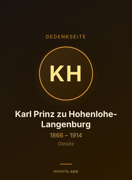 Gedenkportrait von Karl Prinz zu Hohenlohe-Langenburg