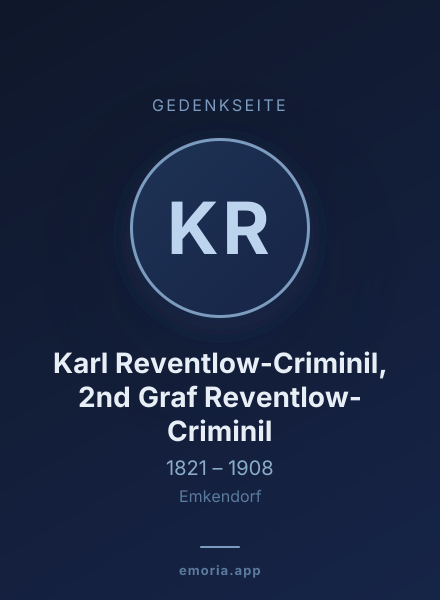 Gedenkportrait von Karl Reventlow-Criminil, 2nd Graf Reventlow-Criminil