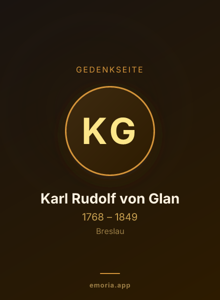 Gedenkportrait von Karl Rudolf von Glan
