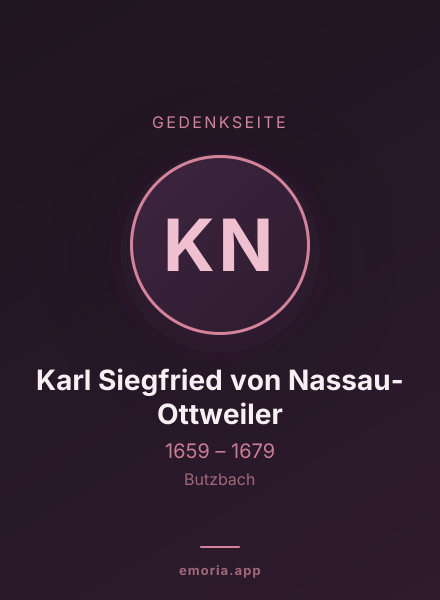 Gedenkportrait von Karl Siegfried von Nassau-Ottweiler