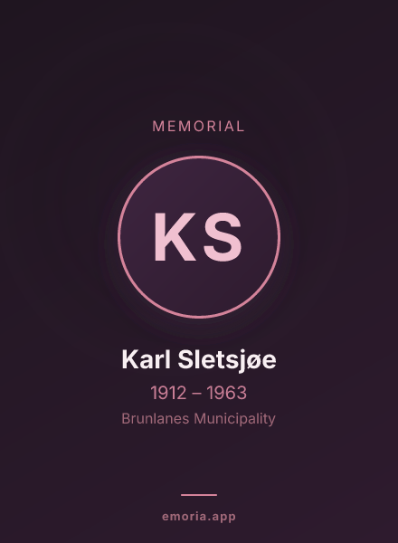 Memorial portrait of Karl Sletsjøe