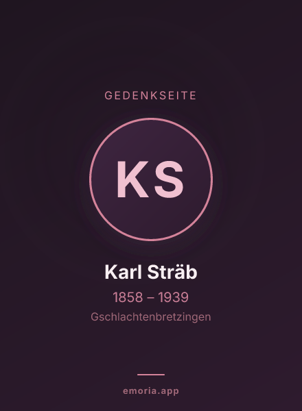 Gedenkportrait von Karl Sträb