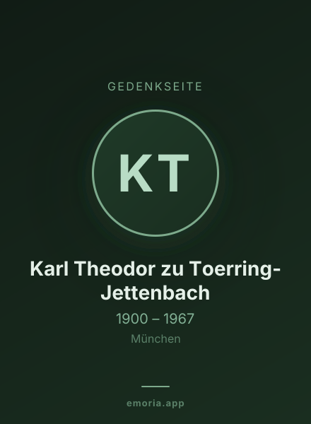 Gedenkportrait von Karl Theodor zu Toerring-Jettenbach