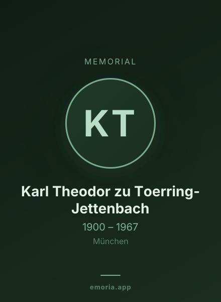 Memorial portrait of Karl Theodor zu Toerring-Jettenbach