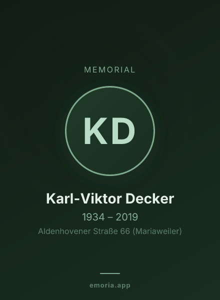 Memorial portrait of Karl-Viktor Decker