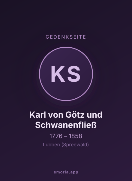 Gedenkportrait von Karl von Götz und Schwanenfließ