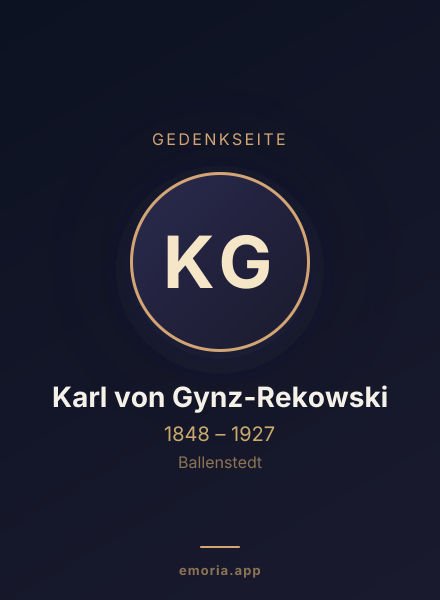 Gedenkportrait von Karl von Gynz-Rekowski
