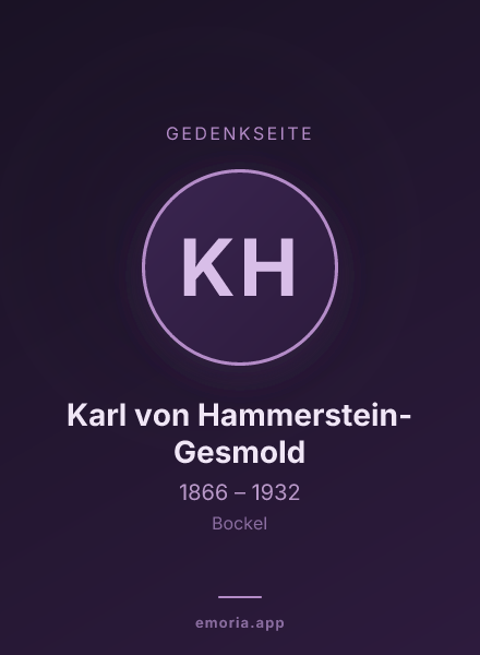Gedenkportrait von Karl von Hammerstein-Gesmold