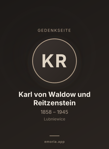 Gedenkportrait von Karl von Waldow und Reitzenstein