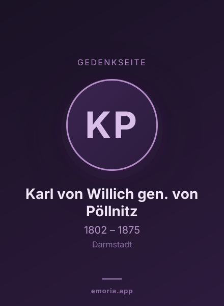 Gedenkportrait von Karl von Willich gen. von Pöllnitz