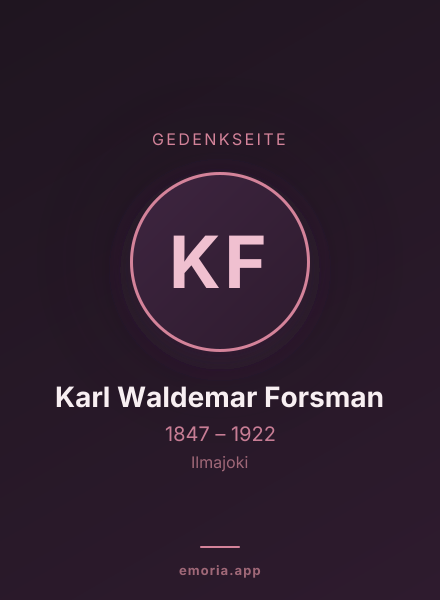 Gedenkportrait von Karl Waldemar Forsman