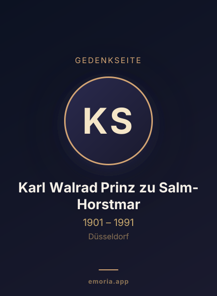 Gedenkportrait von Karl Walrad Prinz zu Salm-Horstmar