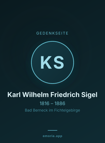 Gedenkportrait von Karl Wilhelm Friedrich Sigel