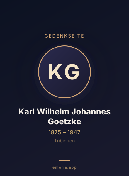 Gedenkportrait von Karl Wilhelm Johannes Goetzke