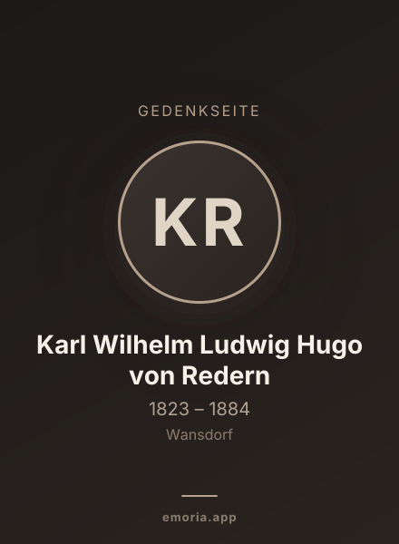 Gedenkportrait von Karl Wilhelm Ludwig Hugo von Redern