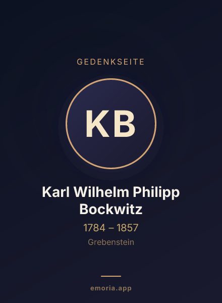Gedenkportrait von Karl Wilhelm Philipp Bockwitz