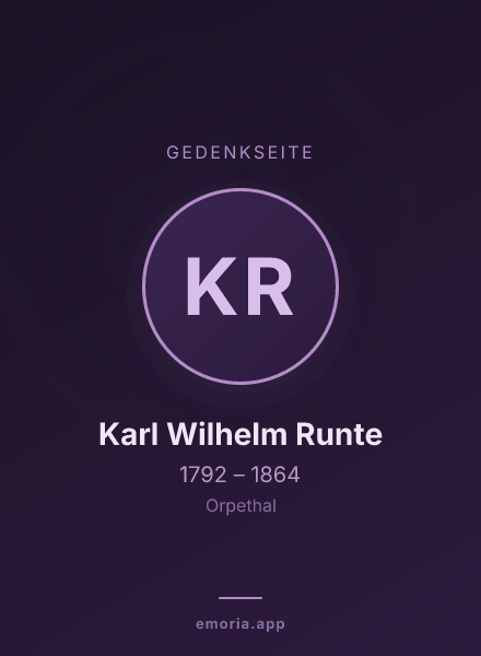 Gedenkportrait von Karl Wilhelm Runte