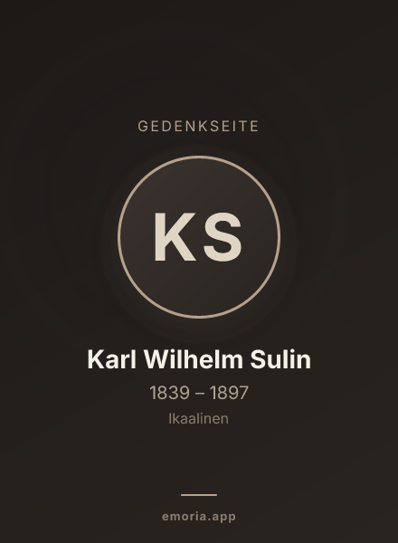 Gedenkportrait von Karl Wilhelm Sulin