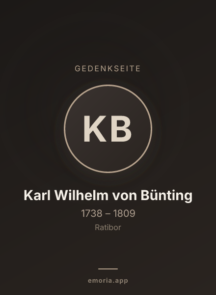 Gedenkportrait von Karl Wilhelm von Bünting