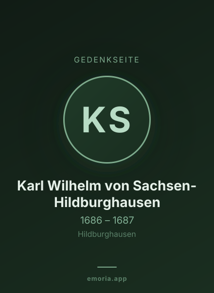 Gedenkportrait von Karl Wilhelm von Sachsen-Hildburghausen