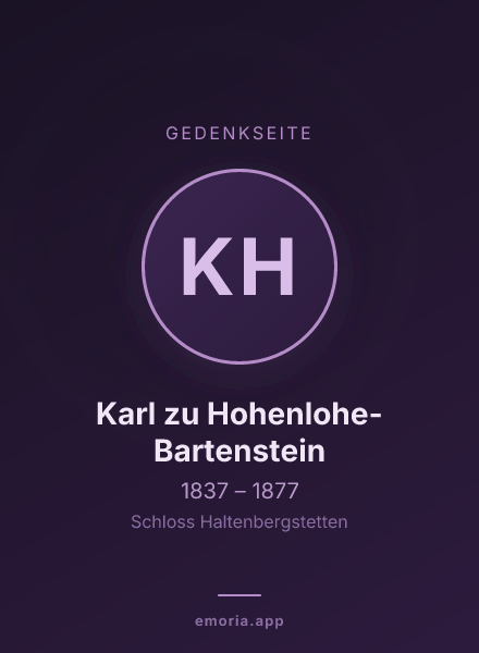 Gedenkportrait von Karl zu Hohenlohe-Bartenstein