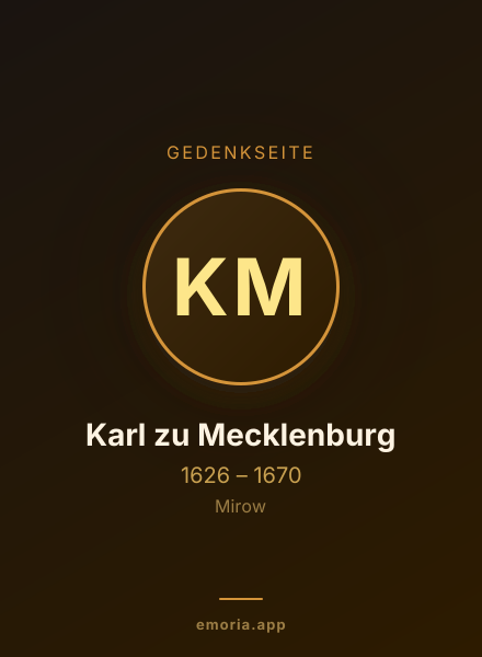 Gedenkportrait von Karl zu Mecklenburg