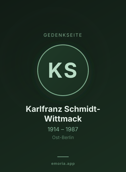 Gedenkportrait von Karlfranz Schmidt-Wittmack