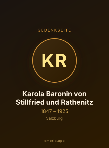 Gedenkportrait von Karola Baronin von Stillfried und Rathenitz