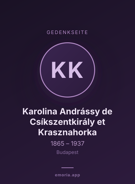 Gedenkportrait von Karolina Andrássy de Csíkszentkirály et Krasznahorka
