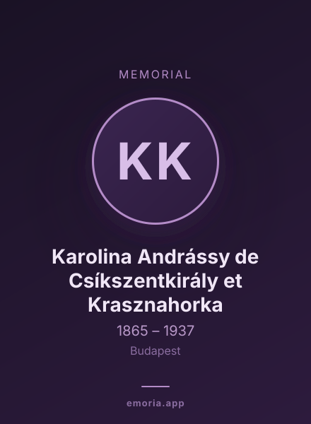 Memorial portrait of Karolina Andrássy de Csíkszentkirály et Krasznahorka