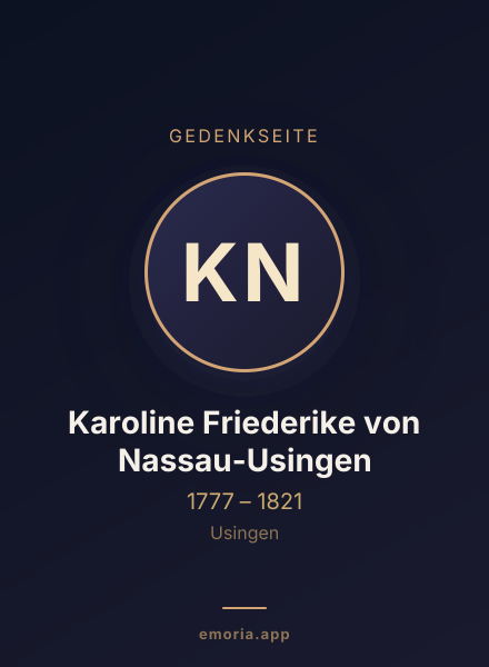 Gedenkportrait von Karoline Friederike von Nassau-Usingen