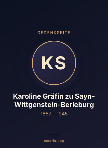 Gedenkportrait von Karoline Gräfin zu Sayn-Wittgenstein-Berleburg