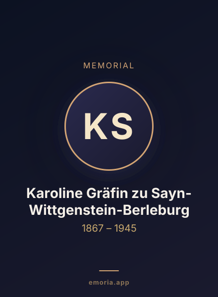 Memorial portrait of Karoline Gräfin zu Sayn-Wittgenstein-Berleburg
