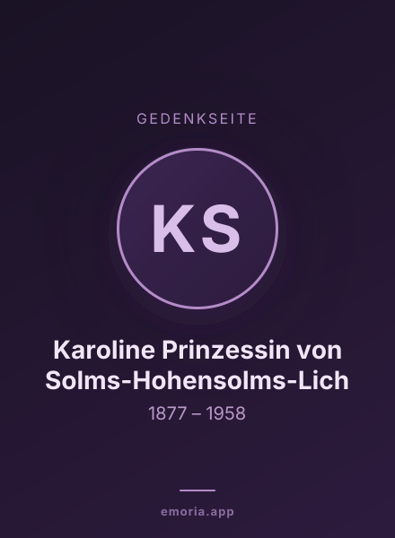 Gedenkportrait von Karoline Prinzessin von Solms-Hohensolms-Lich