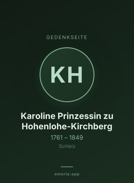 Gedenkportrait von Karoline Prinzessin zu Hohenlohe-Kirchberg