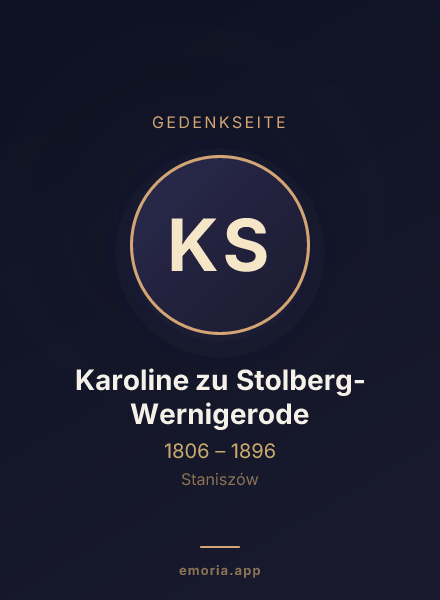 Gedenkportrait von Karoline zu Stolberg-Wernigerode