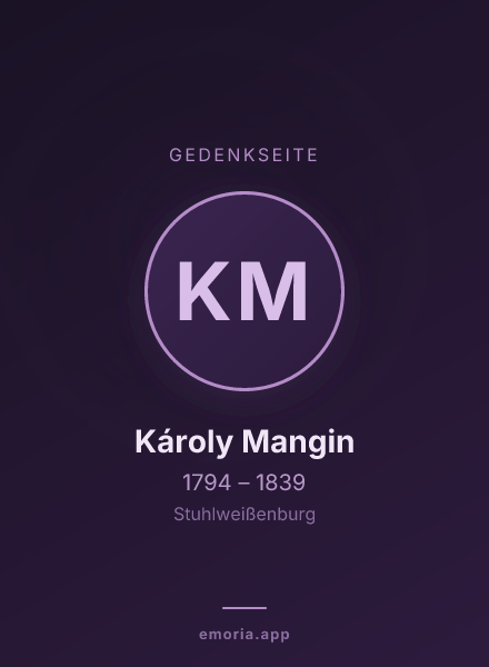 Gedenkportrait von Károly Mangin