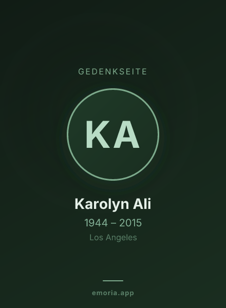 Gedenkportrait von Karolyn Ali